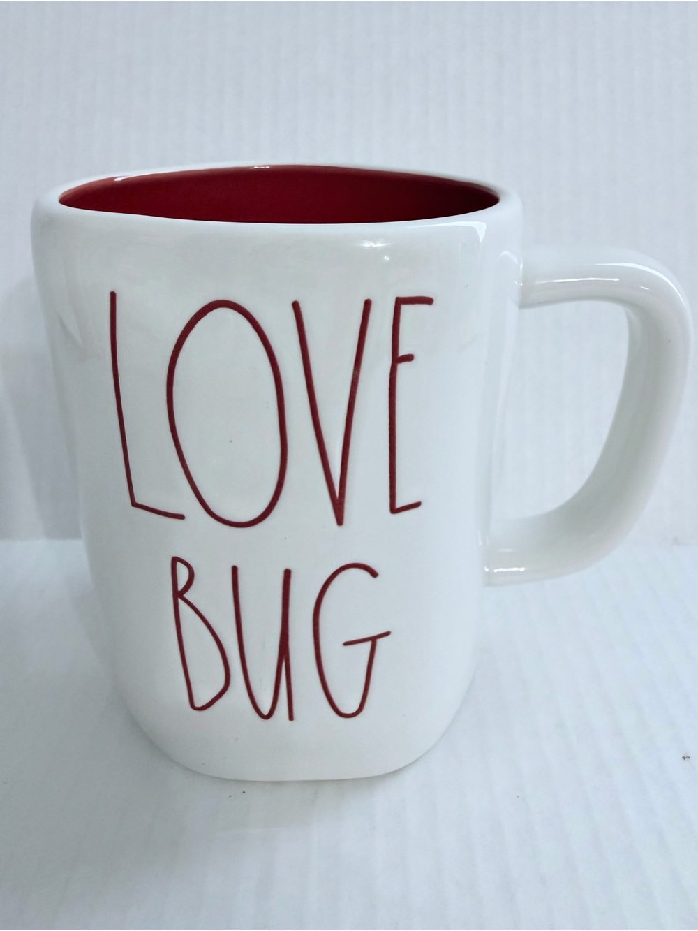 Rae Dunn Artisan Collection White Mug with Red "Love Bug"